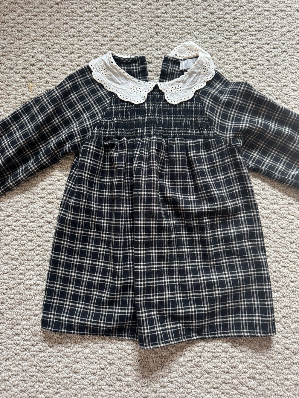 BNWT Zara Plaid Dress with Lace Collar